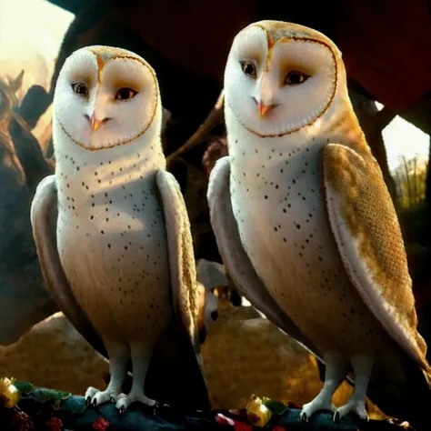 barn owl, owl, watching at viewer, cgi, female, best quality, masterpiece, nsfw