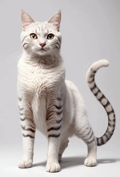 a cat，Standing，White background