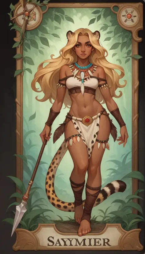 score_9, score_8_up, score_7_up, score_6_up, score_5_up, score_4_up, 
female, (cheetah:1.2), animal ears, holding spear in hands...