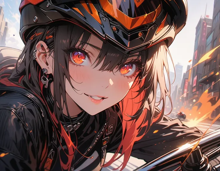 a girl riding a motorcycle,1girl,motorcycle,detailed face,detailed eyes,detailed lips,best quality,4k,8k,highres,masterpiece:1.2,ultra-detailed,