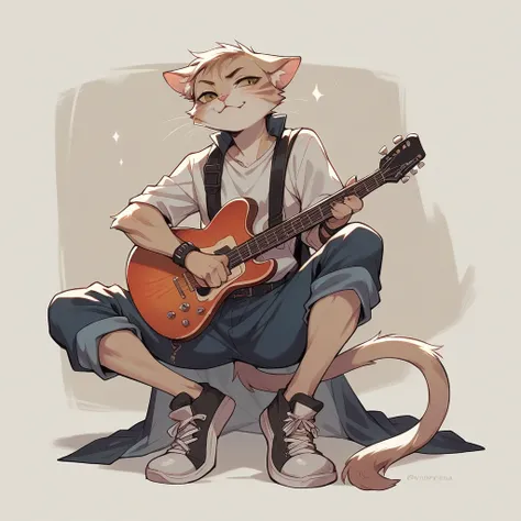 A cat playing guitar