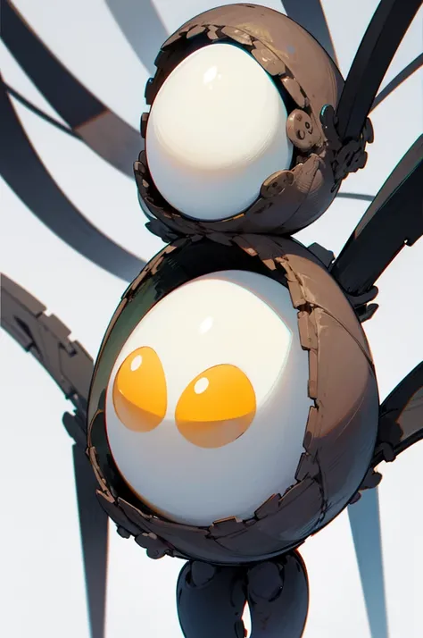 Egg with 2 arms, 2 legs, and a face on a white background