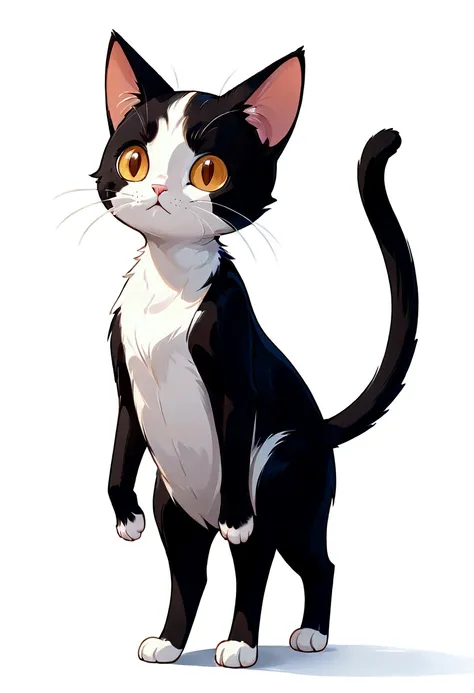 A cartoon cat，Standing，White background