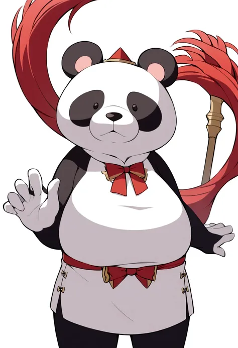 A cartoon panda，Hand Painted，front，Standing，White background