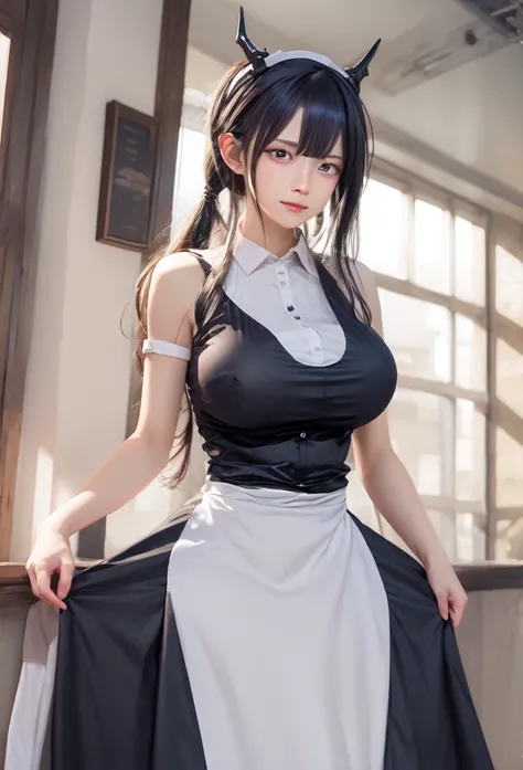 best quality, masterpiece, highres, solo, (ch_en_arknights:1.10), (maid:1.40), (long maid dress:1.15), 27 