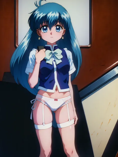 (masterpiece, Highest quality:1.2), Tiangong Gui ，1 girl, Lonely,Subtle blue hair color, White panties, Panty shot