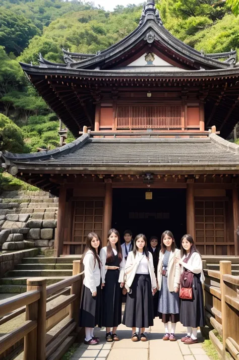 Female college students visiting Kiyomizu-dera Temple