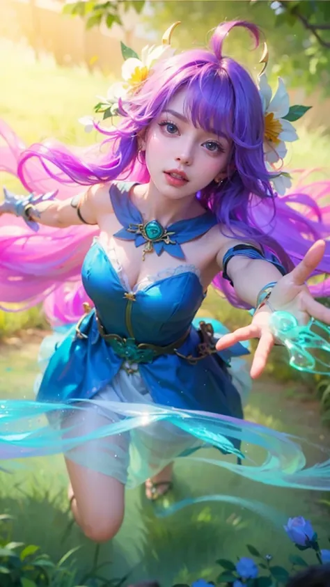 a close up of a girls  , purple hair babe, big booobs ,  shadowbringers cinematic, 4 k detail fantasy, a beautiful fantasy empress, game cg, xianxia fantasy, xianxia hero, 2. 5 d cgi anime fantasy artwork, cinematic goddess close shot, ruan jia and artgerm...