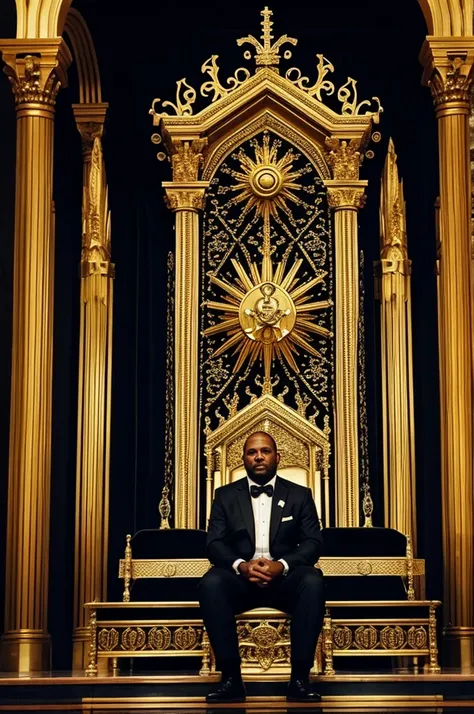 40 year old man in front of the throne of God, surreal mode 