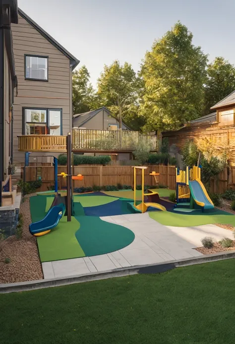 Create a view of small rectangular lot playground