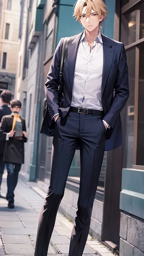 Un homme avec une veste qui marche dans une rue