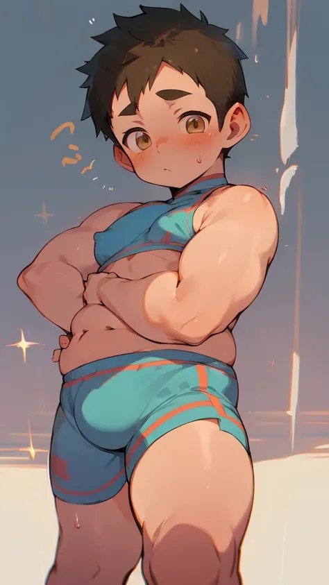 beautiful, ((chubby)), (very short hair),(tomboy), (breast) (pudgy face), (naughty) (high school students) , (plump), ((young)), (androgynous), (boyish), (handsome), ((thick)), (shota), ((overweight)), (by hinahara hajime), (by daichi kouta), (beefy), (nip...