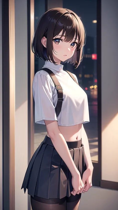 nobarakugisaki, nobara kugisaki, bob cut, (brown eyes:1.5), brown hair, lips, short hair,
BREAK belt, brown belt, brown pantyhose, crop top, crop top overhang, jujutsu tech uniform, pantyhose, pleated skirt, shirt tucked in, skirt, blue skirt, blue crop to...