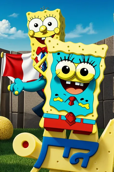 SpongeBob with Japanese flag