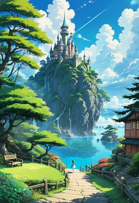 fairy tales and science fiction combined、amazingly beautiful scenery. studio ghibli style