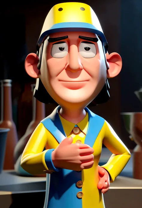 Cartoon character لرجل يرتدي نظارات سوداء وقميصًا أزرق, Cartoon character, Stylized character, Cartoon style rendering, 3D miniature, Introducing Arnold Maya, Stylized 3D rendering, Toon introduction shot, 3D character, 3D character, Stylized 3D rendering,...