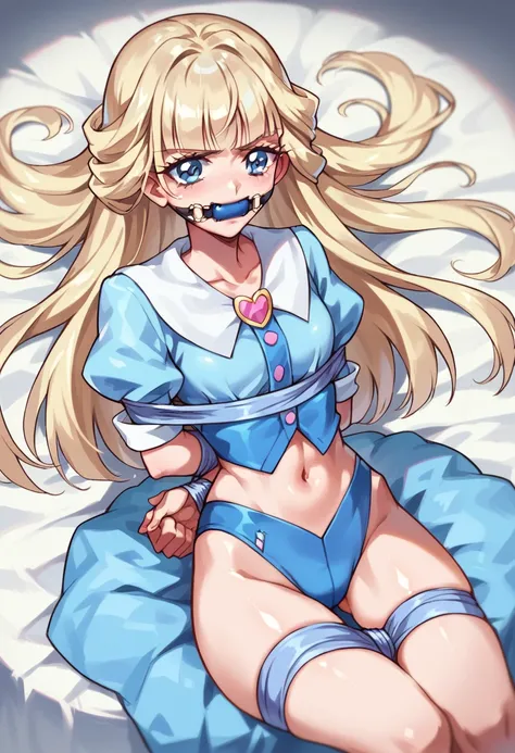 Score 9, Score 8 up, Score 7 up, The rating is questionable,
Detailed Background, Shiny skin,
Cure Marine, 
gag,Sitting on a chair with her chest tied(Hands behind back),Lying down,Struggling,