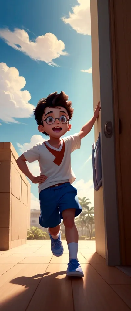 Image of a boy for a story in a YouTube video in Pixar format, Hes the little allabester, Hes the class leader, Hes outgoing, Playful and gets up for a lot of things coloque aviões de brincadeira 