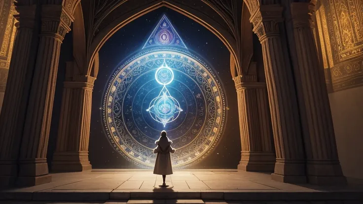 A mystical portal depicted in a medieval tapestry, adorned with symbols of faith and enlightenment. The portal glows with ethereal light, inviting viewers of all backgrounds—devout believers, curious seekers, and those intrigued by lifes mysteries—to step ...