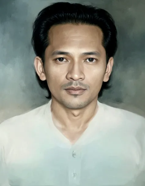 there is a man that is posing for a picture in a picture, a photo of a man, potrait, ramil sunga, photo of a man, shirt white, jose miguel roman frances, mohamed chahin, around protrait, 4 0 years old man, thawan duchanee, full protrait, raden saleh, porta...