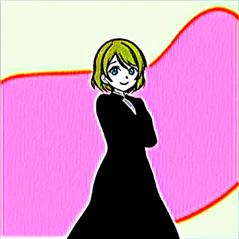 , Live Stage, Large Breasts, Smiling in formal dress　alone, hanayo koizumi, short hair, Brown Hair, (Purple eyes:1.1),