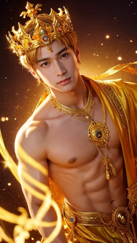 A gorgeous golden male god　crown