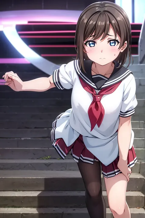 One girl,
(assist_Exposure:1.3),lift skirt
,Looking down at the viewer,{{{From below:1.2}}}, Very low angle shot, View From below},
Watanabe Yo, short hair, blue eyes, Brown Hair,
,break,
skirt, , Short sleeve, pleated skirt, Seraphim, socks, neckerchief, ...