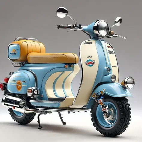 (masterpiece, best quality:1.2), Cute future vehicle, Mopeds, Highly detailed、Ultra-realistic retro， Solitary