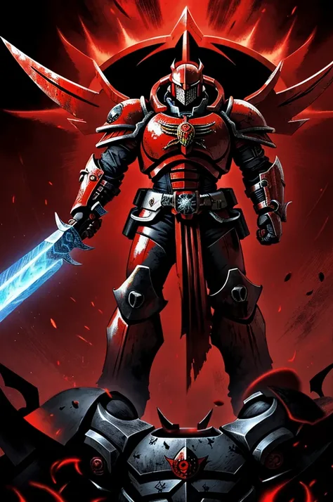 chaos space marine, red, blood angels, horor, kamen rider, lighning blade, blood horn