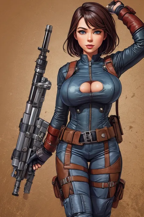 rocket ranger, leather clothing, patchwork jetpack, sexy woman