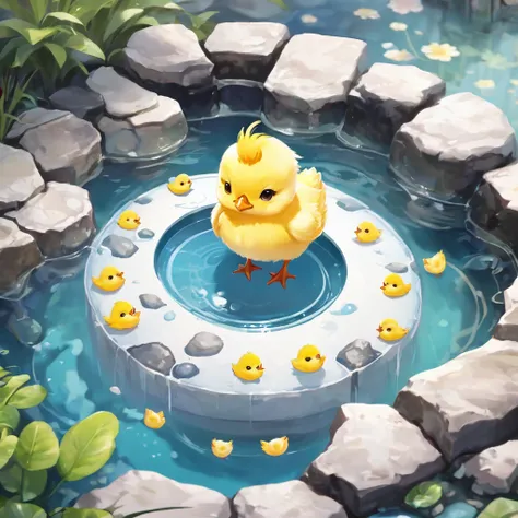 logo, a chick, hot spring, cute