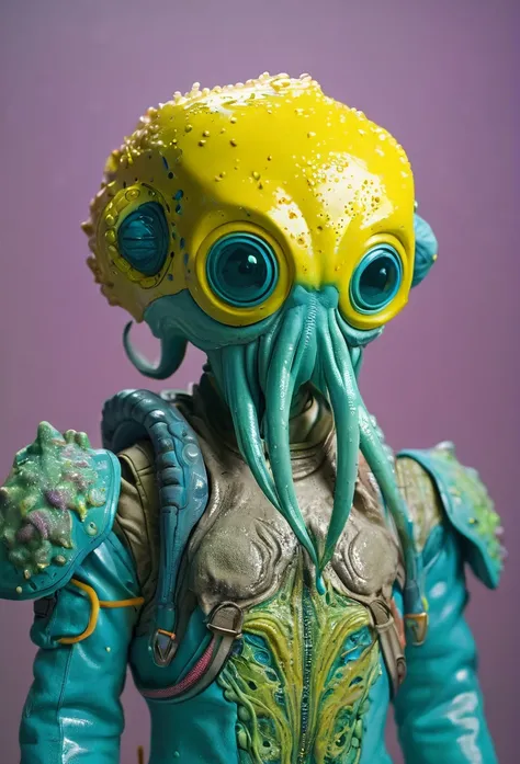 8K, ARTISTIC photogrAphy, best quAlity, mAsterpiece: 1.2), A (potrAit:1.2) Don Bluth Style  ASTRONAUT Cthulhu yellow Toon Doll, full body RAW candid cinema, cyan hair, 16mm, color graded portra 400 film, remarkable color, ultra realistic, sad admosphere, d...