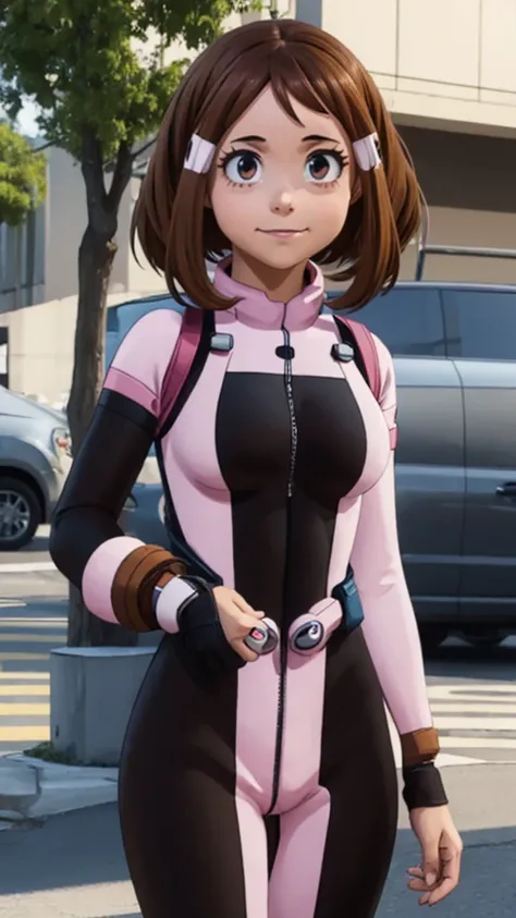 ochakouraraka, ochako uraraka, (uraraka ochako:1.5), (brown eyes:1.5), brown hair, short hair, blush, blush stickers, smile,
BREAK (bodysuit:1.5), skin tight, superhero,
BREAK outdoors, city,
BREAK looking at viewer, standing, idle, hand on hip
BREAK (mast...