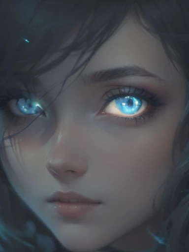 there is a drawing of a woman with blue eyes and a black jacket, glowing grey eyes, #1 digital painting of all time, sad cerulean eyes, # 1 digital painting of all time, speedpaint, soft portrait, detailed unblurred face, ice grey eyes, detailed body and e...