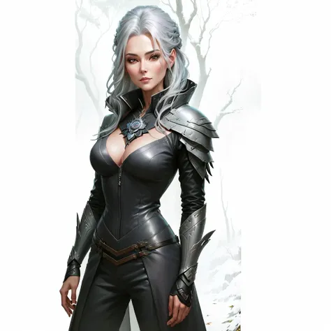 arafed woman with Grey hair and Grey hair in a forest, portrait of a female warlock, deviantart artstation cgscosiety, steven artgerm lau, artgerm julie bell beeple, alexandra fomina artstation, stanley artgerm lau, trendin on artstation, female mage, very...