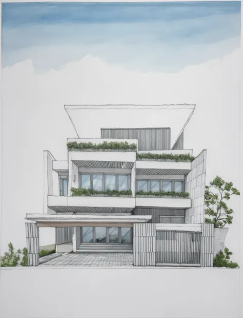 RAW photo, Exterior of two story white modern house, road, ((sidewalk)), ((sidewalk trees)), residences area, dawn time, overcast, fog, tropical trees and plants, (high detailed:1.2), 8k uhd, dslr, soft lighting, high quality, film grain, Fujifilm XT3, (sh...