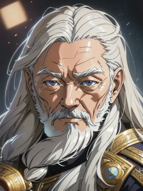 1 old man,anime version,full long white hair highly intricate detailed, light and shadow effects, intricate, highly detailed, di...