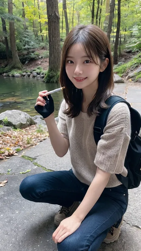 Medium Hair, Japanese, cute, Highest quality,masterpiece:1.3, High resolution, The skin looks healthy、The color is also uniform.., flashlight, Written boundary depth, chromatic aberration, Wide range of lighting, natureな陰Shadow, Hilarious, sweater, Display...