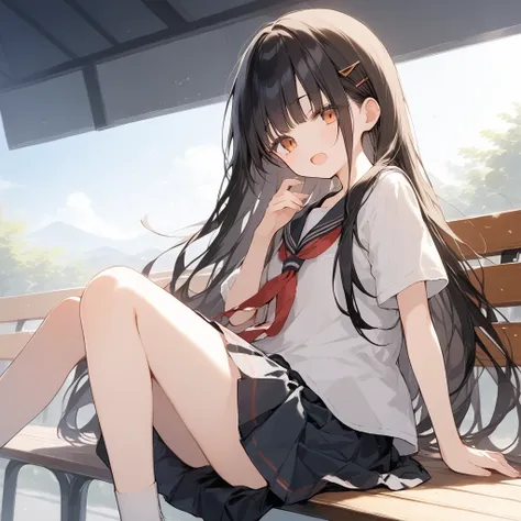 score_9, score_8_up, score_7_up, source_anime, best quality, masterpiece, official art, absurdres, highres, ultra-detailed,waifu2x,Collection: Slice of Life,break,1girl, long hair, straight hair, black hair, blunt bangs, small breasts, slender, beautiful d...