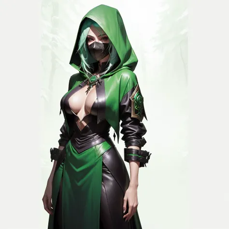 arafed woman with Green hair and Green hood covering face in a forest, portrait of a female warlock, deviantart artstation cgscosiety, steven artgerm lau, artgerm julie bell beeple, alexandra fomina artstation, stanley artgerm lau, trendin on artstation, f...