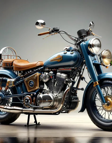 3D Rendering，Vintage motorcycles，masterpiece, Very detailed, Realistic original photos, Best quality, Extremely delicate texture, High-quality works by art masters