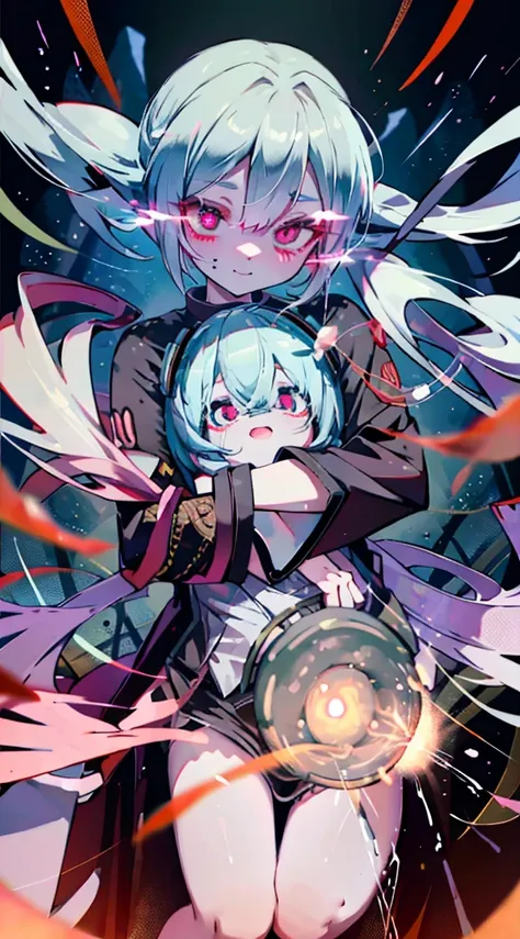 natsune miku, (unusual pupils), (glowing eyes), (magic eyes), yandere, shaded face, hands on own cheeks