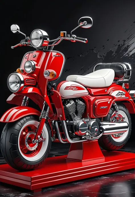 cartoon style motorcycle booster.  red and white color matching creates a professional atmosphere..high-quality artworks created...