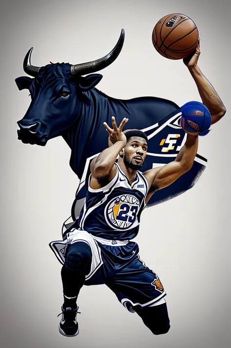 Logo with basketball and a bull