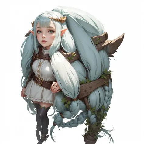 elf girl,, marcel, character, hair, pigtails, long hair, beautiful elf, high quality, digital art, Dungeon Meshi