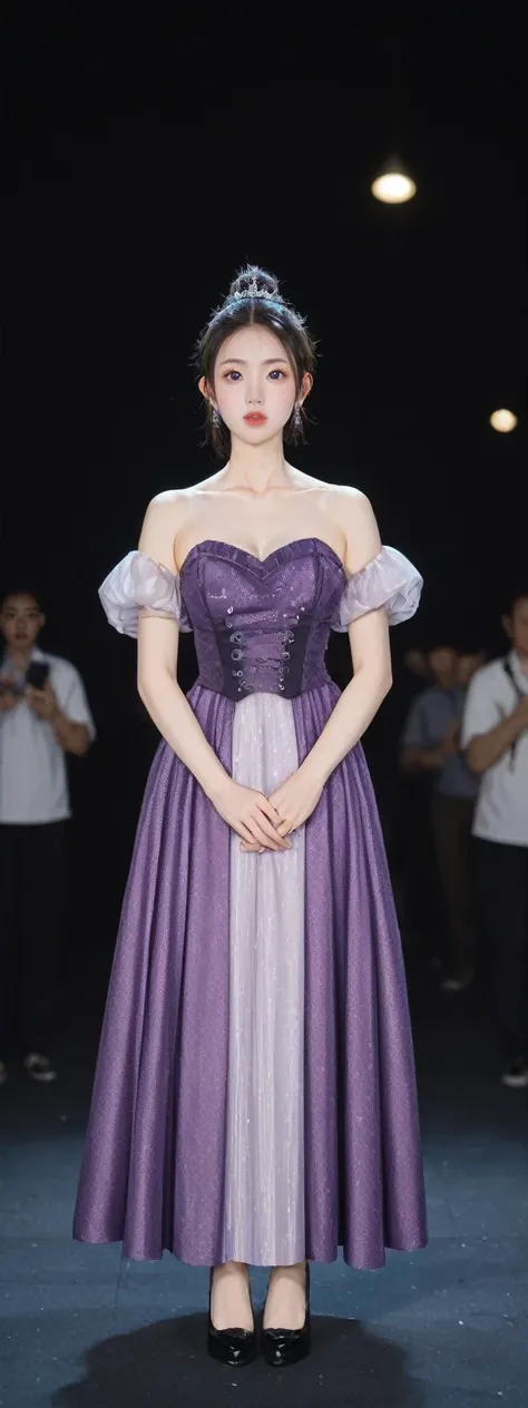 score_9, score_8_up, score_7_up, BREAK,
In this masterpiece, a young girl stands alone, radiating luster in a purple Hanfu. Her big eyes, highlighted with facial highlights, gaze directly at the audience. She is adorned in a purple dress with petal decorat...