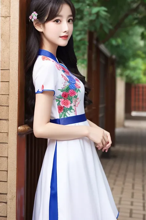 Pornographic images、Adult、Chinese、Primary school students、Chinese clothing、China dress、Deep slit、Small waist、Long Hair、Beautiful skin、Beautiful eyes、High Painting