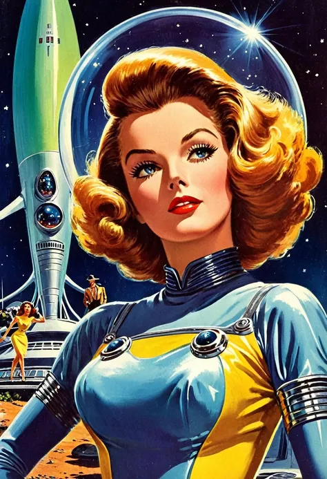 retro futuristic, ((retro futurism)), ((science fiction)), 1950s, (((1960s))), 1970s, (alien women),