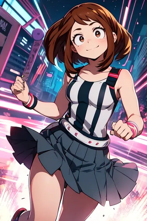 Ochaco uraraka,(my hero academia),my hero academia,picture perfect,eyes perfect opOchaco uraraka,(my hero academia),my hero academia,perfect picture,perfect eyes,Brown eyes, short brown hair, wearing strapless dress, with straight pencil skirt, very sensua...