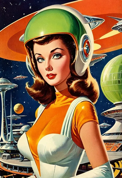 retro futuristic, ((retro futurism)), ((science fiction)), 1950s, (((1960s))), 1970s, (alien women),